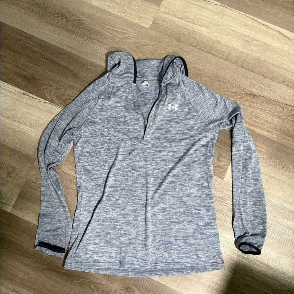 Under Armour Gray Fitted Hoodie Polo Sweatshirt
